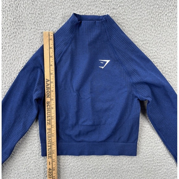 Gymshark Adapt Crop Top Womens Small Blue Mock Neck Seamless Long Sleeve - Picture 3 of 9